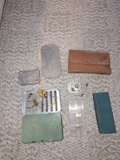 Vintage Fly Rod Fishing Items Wallets Reel Old Used Metal Cases  Flies Lures