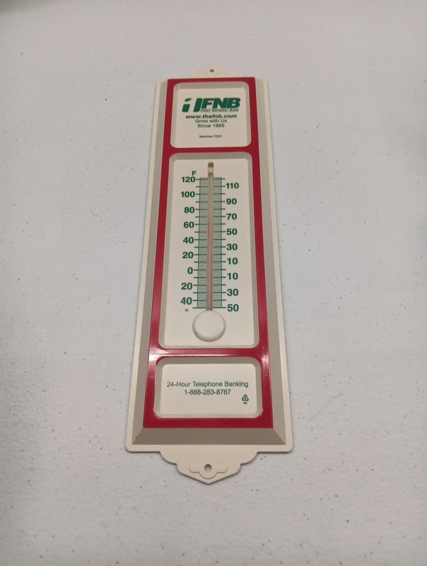 Vintage Plastic Advertising Thermometer FNB First National Bank