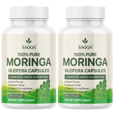 Pure Moringa Leaf Capsules By Saqqa - Dietary Supplement, 240CT 500mg Pack of 2