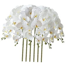 32" Artificial Phalaenopsis Flowers 6 Pcs Artificial Orchid Flowers Stem White