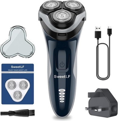 SweetLF Men Elektrorasierer 120 Min Rasur, Wasserdicht, Nass- & Trockenrasierer Blau
