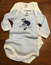 PETIT BATEAU 2PC BABY BODYSUIT SET 3M RACCOON BEAR COTTON NWOT