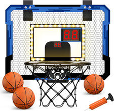 Mini Basketball Hoop with Scoreboard/Led Light, Glow in the Dark over the Door B