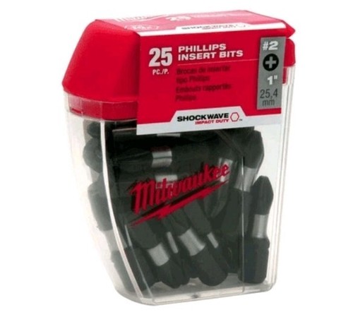 Milwaukee SHOCKWAVE 1 In. Phillips #2 Steel Impact Bits, 15-Pack, 48-32-5003