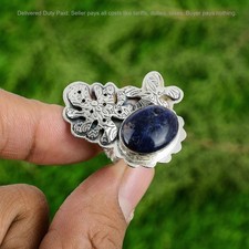 Valentines Deal Sterling Silver Sodalite Stone Statement Stackable Ring Jewelry