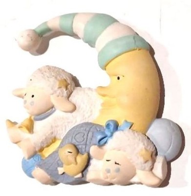 Vintage Unbranded Ceramic Refrigerator Magnet with a Baby Lullaby Theme