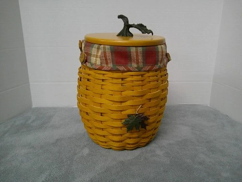 Longaberger 2000 Century October Fields Basket Lid Liner Protector Leaf Tie On