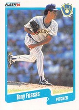 Tony Fossas 1990 Fleer 323 Milwaukee Brewers Rookie Baseball Card. rookie card picture