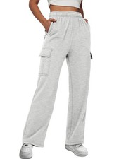 Womens Cargo Sweatpants Baggy Fleece High Waisted Joggers Sweat Pants Athleti...