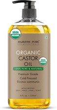 Majestic Pure USDA Organic Castor Oil 8 Fl Oz - 100 Pure and Natural- Cold Pres