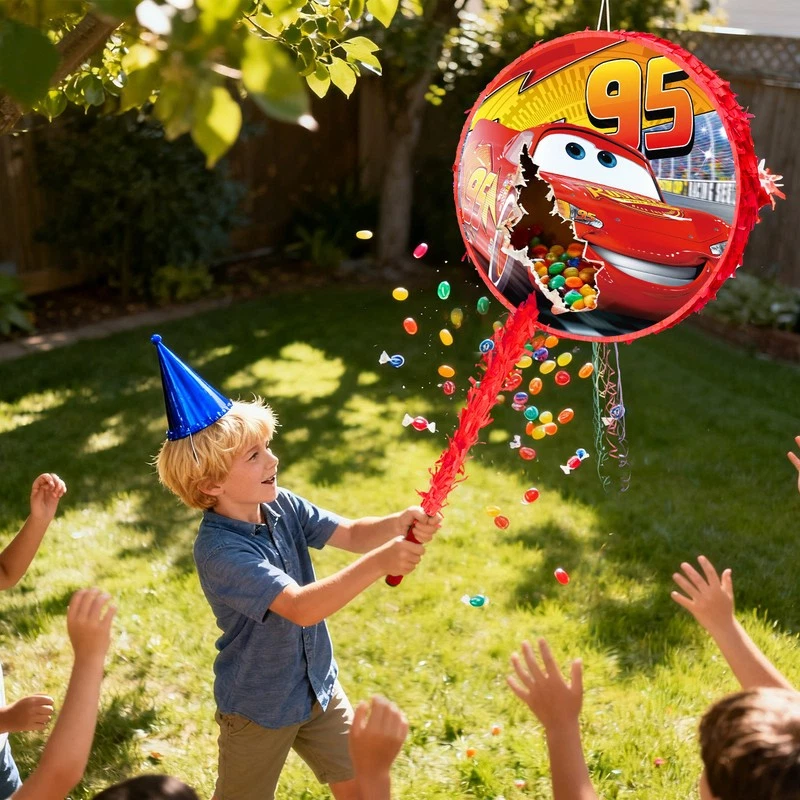 Lightning McQueen Pinata,4Pcs Lightning McQueen Round Pinata Cars Themed Pinata - Image 4 of 4