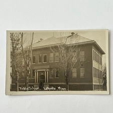 Antique RPPC Real Photograph Postcard Public School Building Lakeville MN