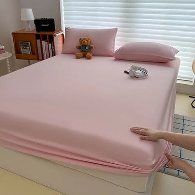 Washed Fitted Sheet Elastic Non Slip Mattress Cover Single Double King Queen