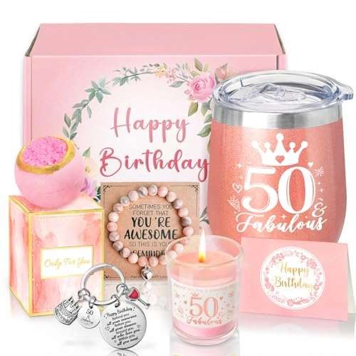 Sheinly 50th Birthday Gifts for Women, Happy 50th  Assorted colors