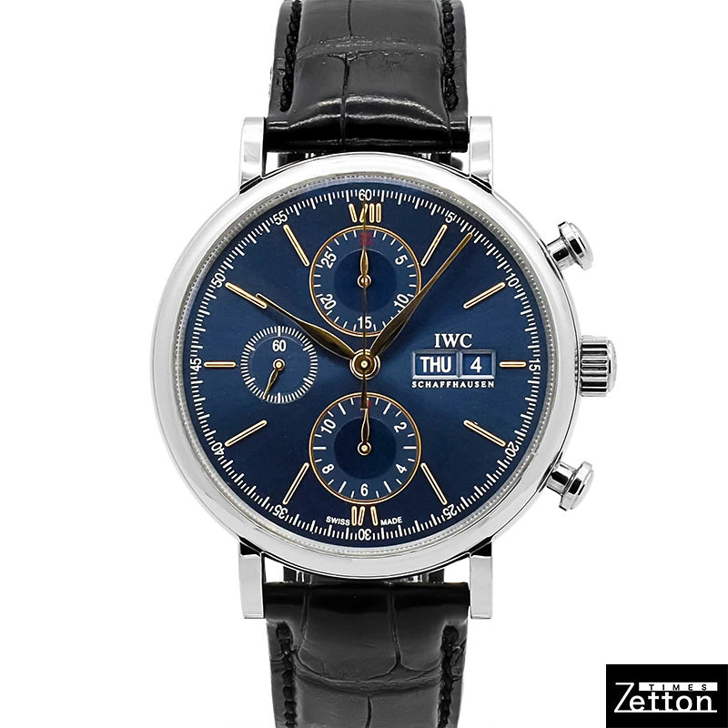 IWC Portofino Chronograph IW391036 Stainless Steel 42mm Blue Dial Men's #KRW200