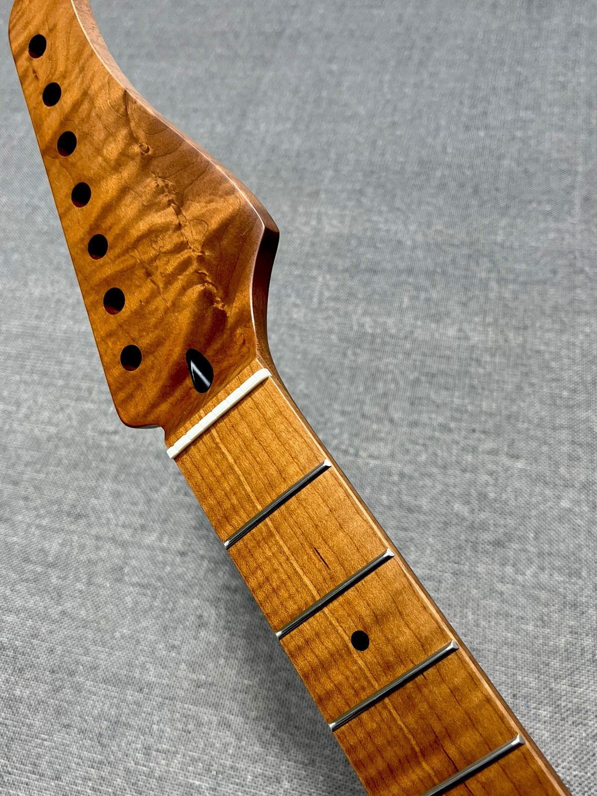 manico chitarra elettrica acciaio inox 7 corde 24fret fai da te arrosto fiamma acero 14 pollici foto 2