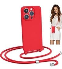 Crossbody Lanyard Strap Case for iPhone 15 Plus, Neck Cross Body, Red