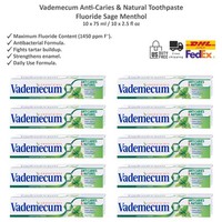 Vademecum Anti-Caries & Natural Toothpaste Fluoride Sage Menthol 10x75ml