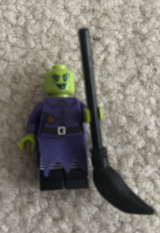 Lego  Halloween Minifigure - Wacky Witch W/Black Broom/Skirt but No Witch’s Hat!