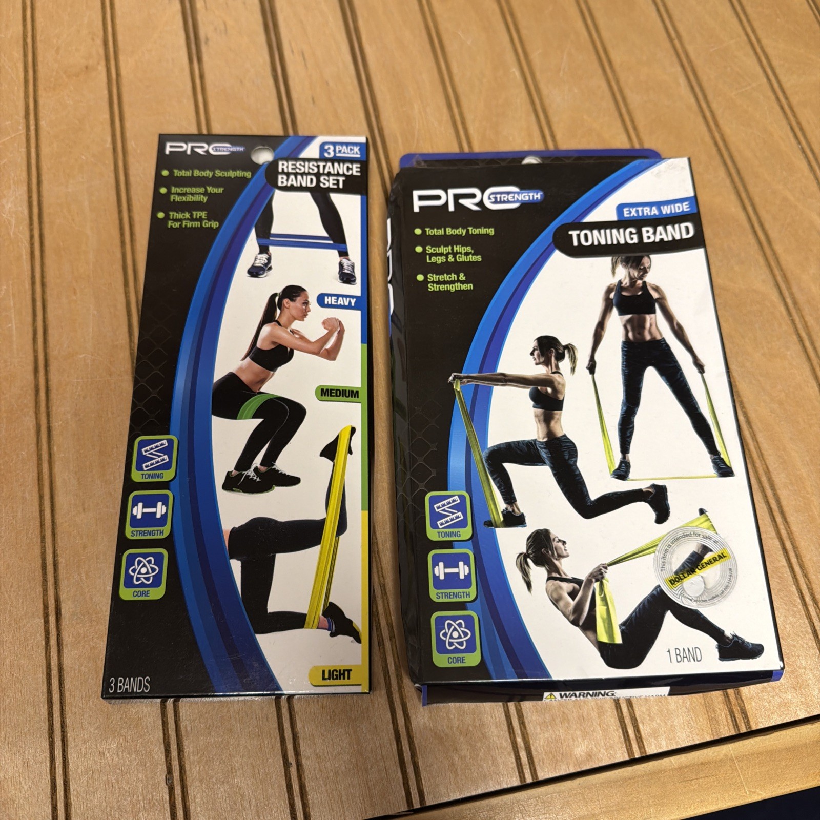 Pro Strength Toning Bands/ 1 Extra Wide/3 Narrow/Total Body Sculpt /Stretch/Tone