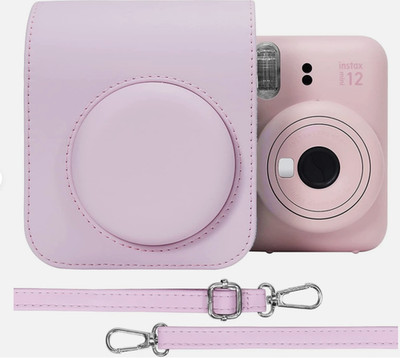For Fujifilm Instax Mini 12 Case Pink PU Leather Camera Cover + Free Photo Album