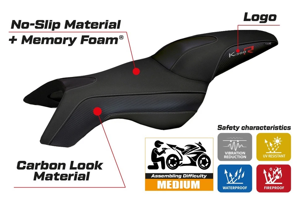 BMW K1300R 2009-2012 2013 2014 2015 2016 Seat Cover Tappezzeria Black - Изображение 2 из 4