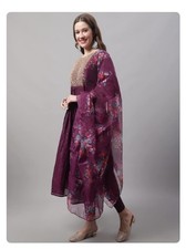 VredeVogel Purple Kurta Set Women s 2XL Leggings Organza Dupatta