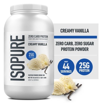 Isopure, Zero Carb 100% Whey Protein Isolate, 25g Protein Powder, Creamy Vanilla