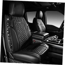 Nappa Leather Seat Covers Front,Black Two Front Seats All Black Diamond