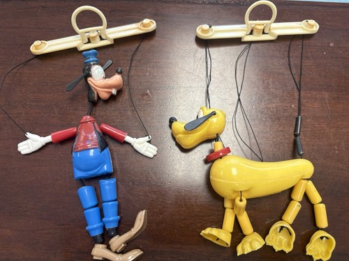 Vintage Disney Hong Kong Goofy And Pluto Puppet Marionette Dolls Plastic