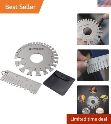 Heavy-Duty Stainless Steel Gauge Set: Round Dual-Sided & Thickness Measurement
