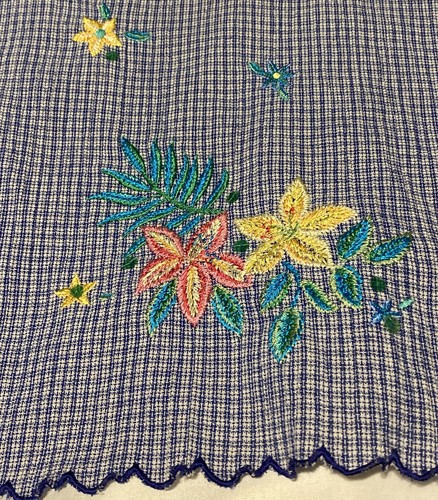 Vintage Napa Valley Shirt & Shorts Set Women 2X Blue Gingham Embroidered Cottage - Picture 18 of 24