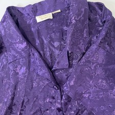VTG Victorias Secret Gold Label Sleep Shirt Womens M/L Purple Silky Short Sleeve