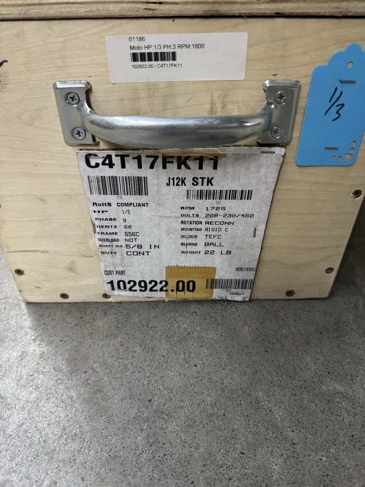 NEW-Leeson C4T17FK11A Motor 1725 RPM (2 available) - Image 4 of 4