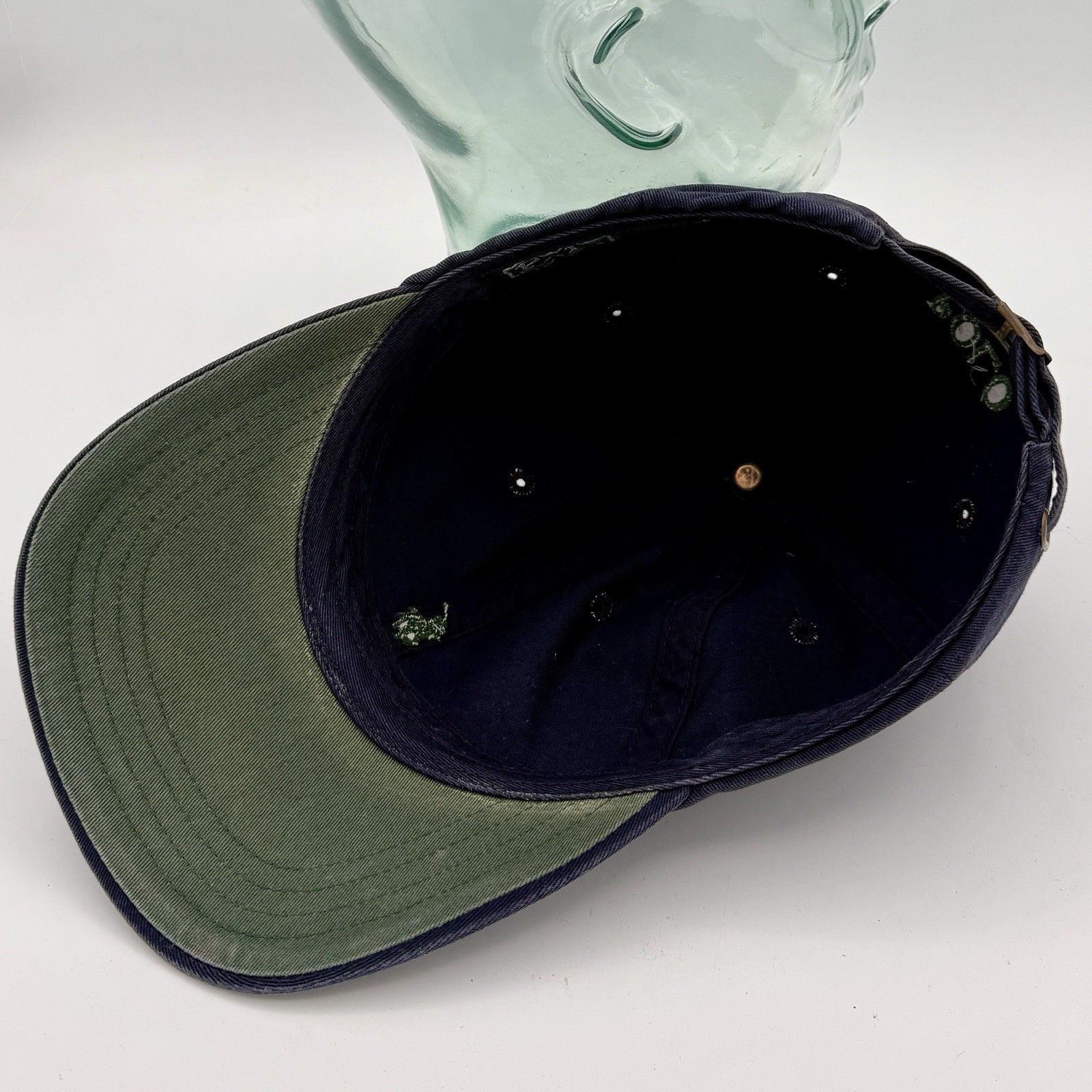 Cappello Polo Ralph Lauren berretto cinturino schiena blu verde pony invecchiato dissolvenza preppy papà