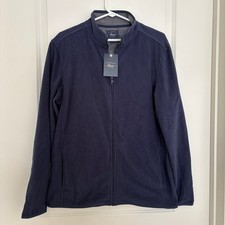G.H. Bass Co Men's Fleece Jacket Size M NWT Full Zip Cadet Navy Blue Mock Neck