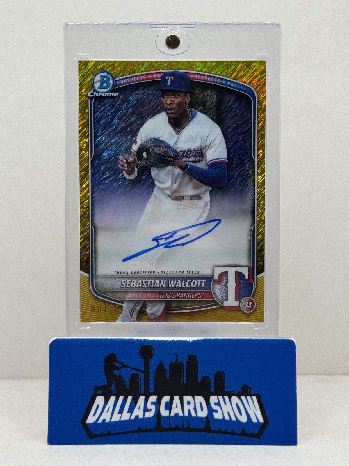 2025 Bowman Chrome Prospect Autograph #CPA-SW Sebastian Walcott Gold Shimmer /50