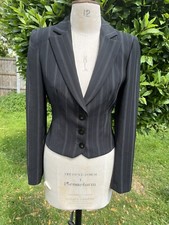 Emporio Armani Womens Blazer Pin Stripe Black Fitted Size 12 Tailored Smart