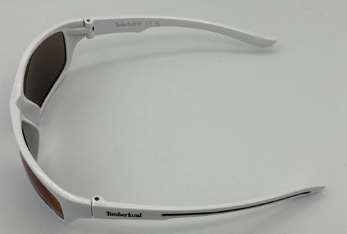 Timberland Sunglass Mens Shiny White Plastic Wrap, Green Mirror Lens TB7267. 21Q - Picture 11 of 12
