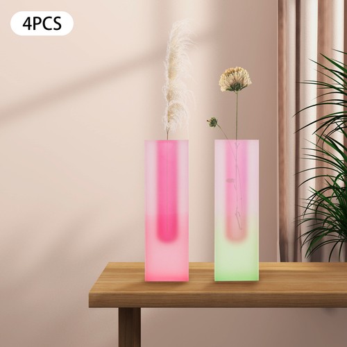 4 PCs Acrylic Vase Gradient Color Desktop Flower Vase Home Decor 22*13*13cm - Picture 6 of 15