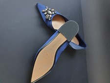 ZARA COLLECTION FLAT SHOES RASO BLUETTE FIBBIA GIOIELLO NUOVE 39