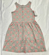 Carter's Girls' 4/5, Lightweight Cotton Jersey Tank Dresses Grey/Glitter Heart