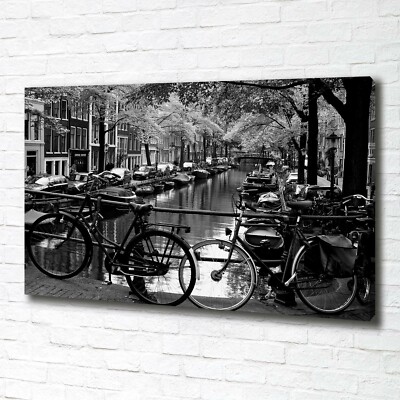 Leinwandbild Kunst-Druck 100x70 Bilder Landschaften Fahrräder Amsterdam