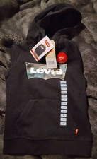 Levi Boy's Graphic Logo Soft Pullover Fleece Hoodie With Front Pocket Size 4 NWT