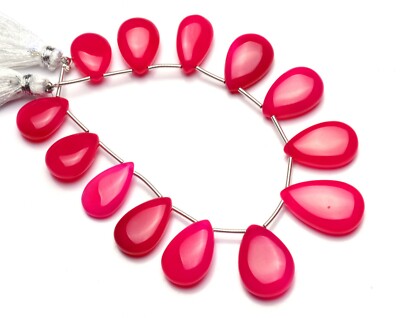 Pink Chalcedony 16x11 to 22x14MM Size Smooth Pear Shape Beads 7.5 Inch Strand