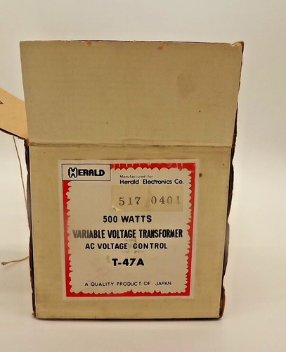 Herald Variable Voltage Transformer ac voltage control t47a 500 watts