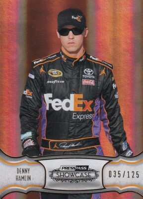 PRESSEAUSWEIS 2011 SHOWCASE DENNY HAMLIN #14 35/125 GOLD PARALLEL CARD