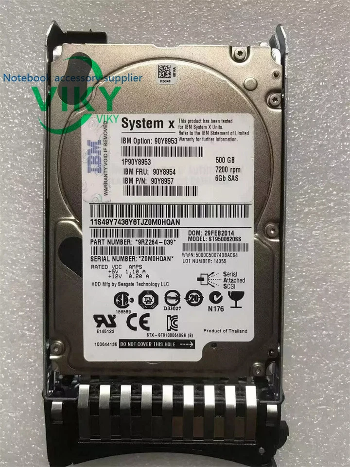 90Y8953 90Y8954 90Y8957 IBM SYSTEM X 500GB 7.2K RPM 6Gb/s 2.5 SAS Hard Drive HDD - Image 2 of 4