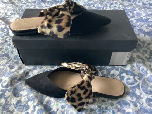 Kurt Geiger Ladies Black & Animal Print Flat Shoes Size 36 BNIB - Bild 1 von 5