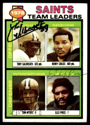 Elex Price, Tom Myers & Tony Galbreath Signed NO SAINTS 1979 Topps TL